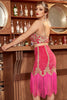 Load image into Gallery viewer, Two Pieces Fuchsia Cocktail Party Dress with Fringes