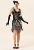 Load image into Gallery viewer, Silver Sequin V-neck 1920s Dress with Fringes