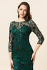 Load image into Gallery viewer, Dark Green Long Sleeves Beading Formal Dress with 3/4 Sleeves