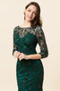 Load image into Gallery viewer, Dark Green Long Sleeves Beading Formal Dress with 3/4 Sleeves