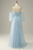 Load image into Gallery viewer, Sky Blue Off The Shoulder Prom Dress