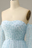 Load image into Gallery viewer, Sky Blue Off The Shoulder Prom Dress