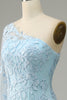 Load image into Gallery viewer, Sky Blue One Shoulder Mermaid Prom Dress With Appliques