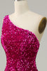 Load image into Gallery viewer, One Shoulder Sequin Mermaid Prom Dress