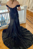 Load image into Gallery viewer, Green Corset Off the Shoulder Long Prom Dress with Slit