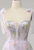 Load image into Gallery viewer, Lilac Embroidery Corset Long Prom Dress