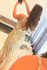 Load image into Gallery viewer, Sparkly Golden V-Neck Beaded Sequins Long Prom Dress with Slit