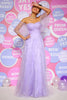 Load image into Gallery viewer, Off Shoulder Purple Prom Dress with Ruffles