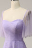 Load image into Gallery viewer, Off Shoulder Lavender Prom Dress with Ruffles