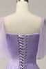 Load image into Gallery viewer, Off Shoulder Lavender Prom Dress with Ruffles