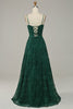 Load image into Gallery viewer, Dark Green Lace Spaghetti Straps Corset Prom Dress