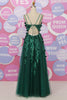 Load image into Gallery viewer, A Line Spaghetti Straps Dark Green Long Prom Dress with Appliques