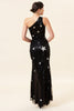 Load image into Gallery viewer, Sparkly Black Sequins Long Prom Dress with Slit