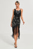 Load image into Gallery viewer, Black Spaghetti Straps Gatsby Fringed Flapper Dress