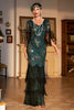 Load image into Gallery viewer, Sheath V Neck Dark Green Sequins Long 1920s Flapper Dress with Fringes