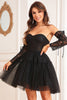 Load image into Gallery viewer, A-Line Black Corset Detachable Long Sleeves Homecoming Dress