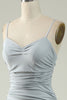 Load image into Gallery viewer, Mermaid Spaghetti Straps Grey Plus Size Prom Dress with Criss Cross Back