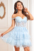 Load image into Gallery viewer, A Line Off the Shoulder Blue Corset Homecoming Dress with Lace