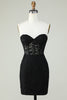 Load image into Gallery viewer, Bodycon Sweetheart Black Corset Short Homecoming Dress with Appliques