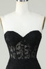 Load image into Gallery viewer, Bodycon Sweetheart Black Corset Short Homecoming Dress with Appliques