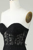 Load image into Gallery viewer, Bodycon Sweetheart Black Corset Short Homecoming Dress with Appliques