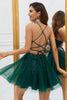 Load image into Gallery viewer, Stylish A Line Spaghetti Straps Green Short Homecoming Dress with Appliques