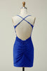 Load image into Gallery viewer, Sheath Spaghetti Straps Royal Blue Short Homecoming Dress with Appliques