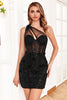 Load image into Gallery viewer, Sparkly Black Corset Sequins Tight Short Homecoming Dress