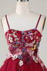 Load image into Gallery viewer, Gorgeous A Line Spaghetti Straps Burgundy Short Homecoming Dress with 3D Flowers