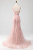 Load image into Gallery viewer, Mermiad Blush Spaghetti Straps Prom Dress with Appliques