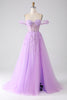 Load image into Gallery viewer, Lilac A-Line Off The Shoulder Beaded Corset Prom Dress