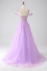 Load image into Gallery viewer, Lilac A-Line Off The Shoulder Beaded Corset Prom Dress