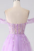 Load image into Gallery viewer, Lilac A-Line Off The Shoulder Beaded Corset Prom Dress