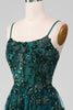 Load image into Gallery viewer, Dark Green Spaghetti Straps A Line Prom Dress with Slit