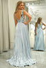 Load image into Gallery viewer, Sparkly Silver A Line Backless Long Mirror Prom Dress