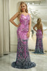 Load image into Gallery viewer, Glitter Purple Mermaid Backless Long Prom Dress With Sequined Embroidery