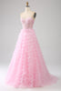 Load image into Gallery viewer, Pink A-Line Strapless Tiered Long Corset Prom Dress