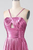 Load image into Gallery viewer, Fuchsia A-Line Spaghetti Straps Pleated Prom Dress with Slit