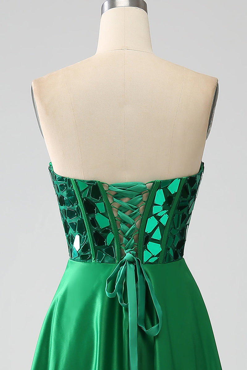 Load image into Gallery viewer, A-Line Sweetheart Dark Green Corset Prom Dress