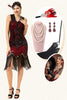 Load image into Gallery viewer, 1920s Gatsby Sequin Fringed Flapper Dress with 20s Accessories Set