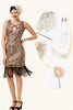 Load image into Gallery viewer, Golden 1920s Gatsby Dress With 20s Accessories Set