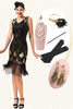 Load image into Gallery viewer, Black Fringe Great Gatsby Party Dress With 20s Accessories Set