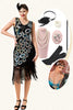 Load image into Gallery viewer, Irregular Tassel Hem Fringe 1920s Dress With 20s Accessories Set