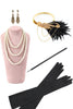 Load image into Gallery viewer, Fringed Golden Sequins Flapper Dress with 20s Accessories Set