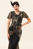 Load image into Gallery viewer, Sequins Golden Long Flapper Dress with 20s Accessories Set