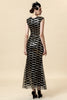 Load image into Gallery viewer, Golden Sequins Glitter Long Flapper Dress with 20s Accessories Set