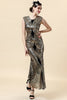 Load image into Gallery viewer, Golden Sequins Glitter Long Flapper Dress with 20s Accessories Set