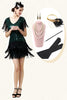 Load image into Gallery viewer, Fringed Green Sequins Flapper Dress with 1920s Accessories Set