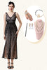 Load image into Gallery viewer, Pink Sequins Flapper Dress with 1920s Accessories Set