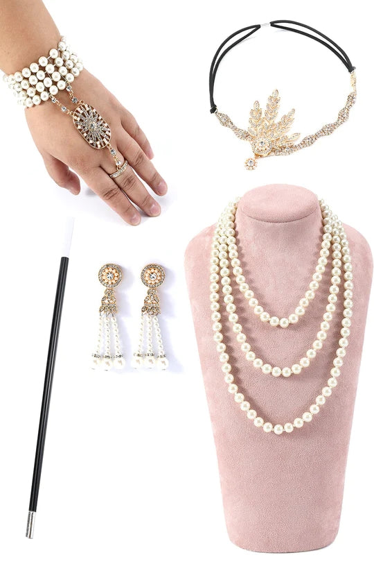 Load image into Gallery viewer, Pink Sequins Flapper Dress with 1920s Accessories Set